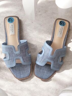 Steven New York Powder Blue Open-Toe Slide Mules 6.5 Nwot